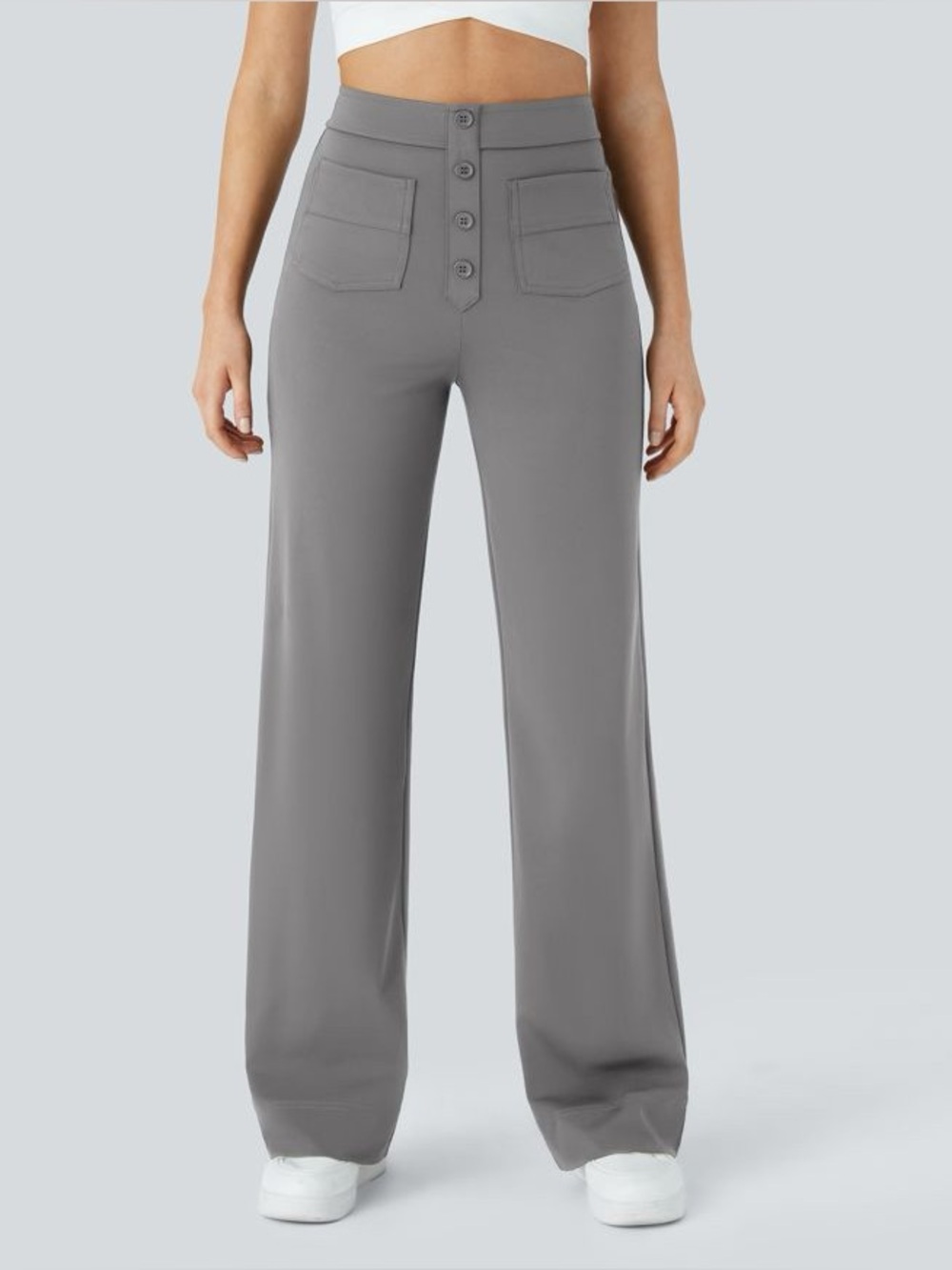 Halara‎ DayStretch High-Rise Pockets Straight Leg Casual Utility Pants Sage L - Picture 14 of 14